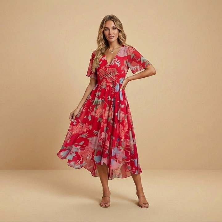 Sophia – Elegant and Fresh with Floral Print and Wrap Cut