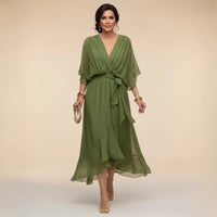 Monica - Chiffon Dress with V-Neck
