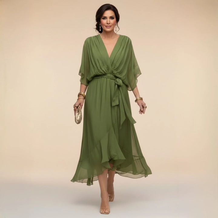 Monica - Chiffon Dress with V-Neck