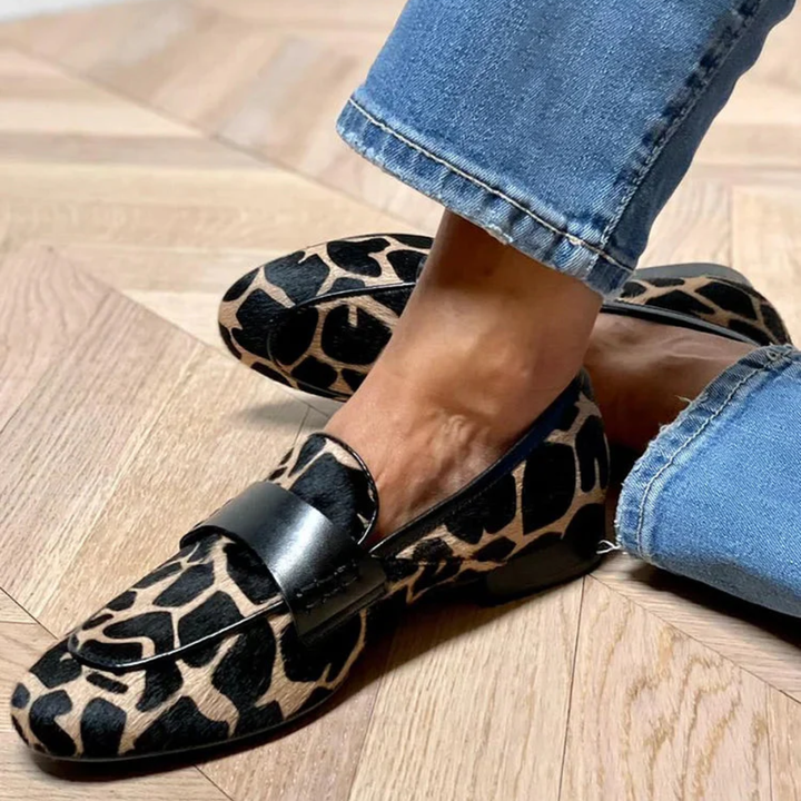 Animal print moccasin with elegant detail