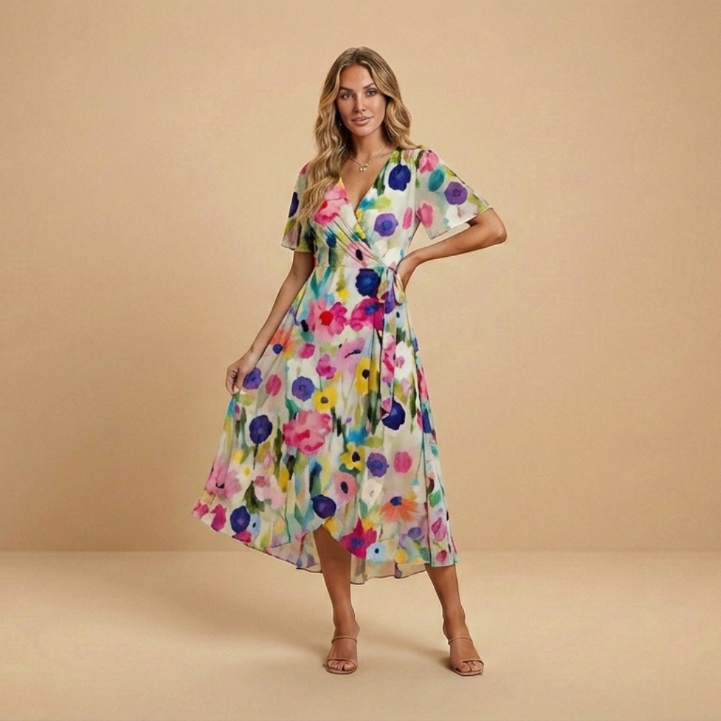 Sophia – Elegant and Fresh with Floral Print and Wrap Cut