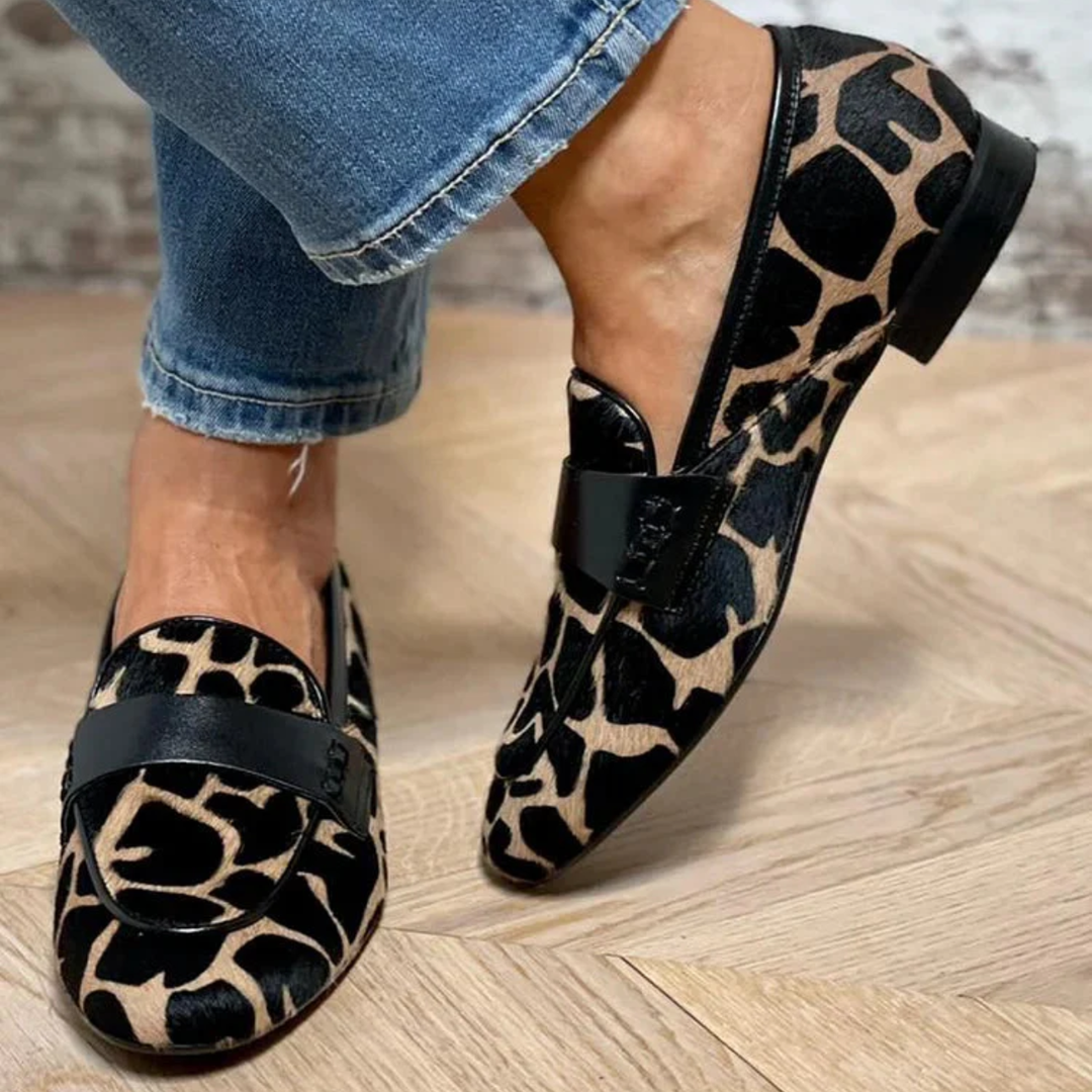 Animal print moccasin with elegant detail