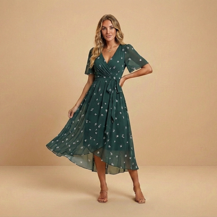 Sophia – Elegant and Fresh with Floral Print and Wrap Cut