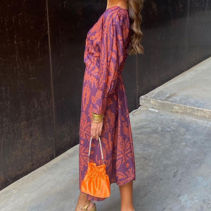 Isadora™ – Elegant Midi Dress with Timeless Charm Print