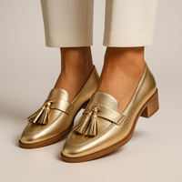 Céleste™ - Elegant Golden Moccasins