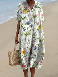 Women's Vintage Floral Casual Flowing Dress