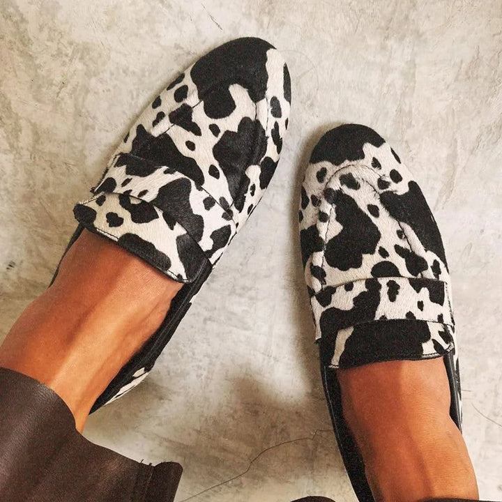 Elegant animal-print moccasins