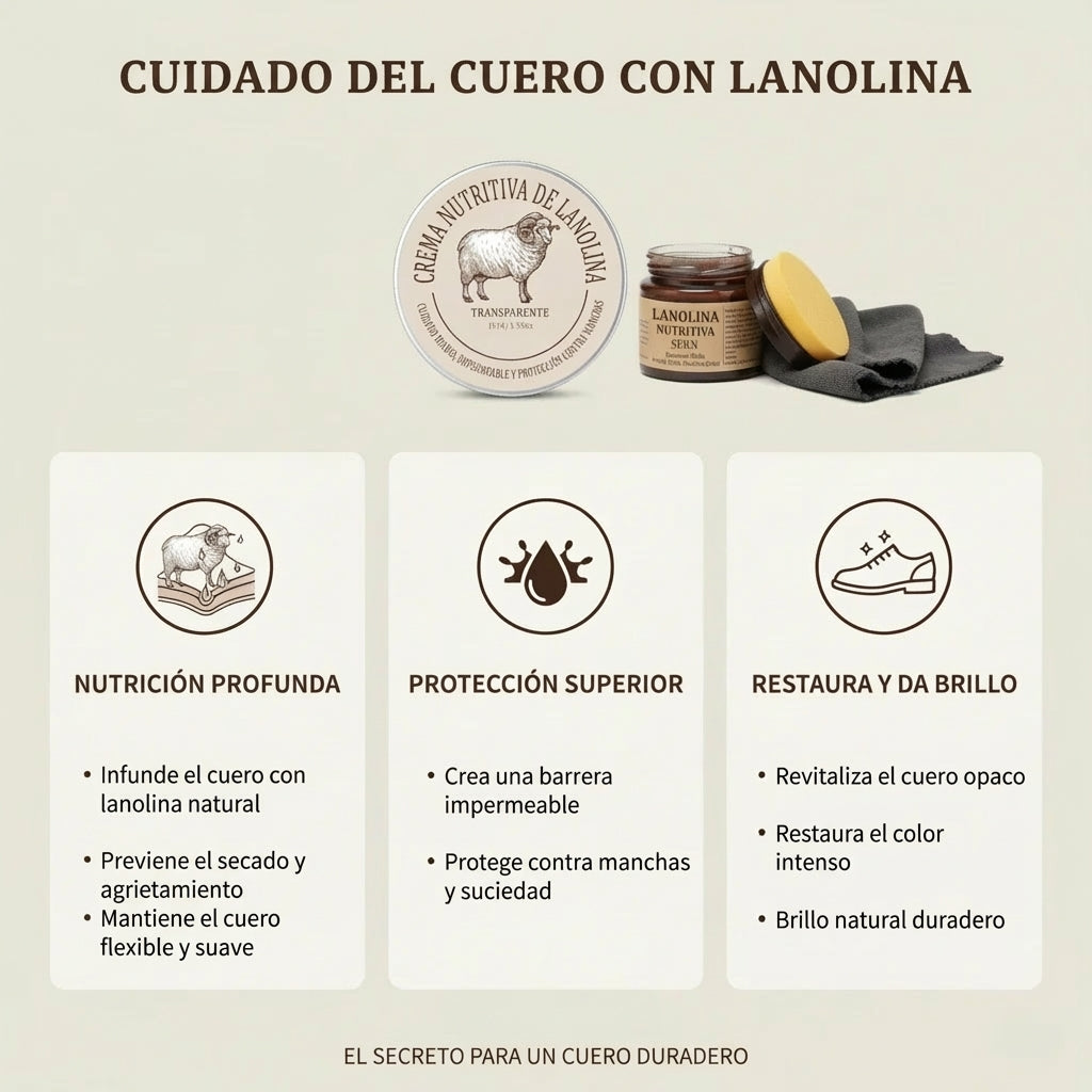 Cera con lanolina nutritiva – Repara y protege bolsos, zapatos y chaquetas